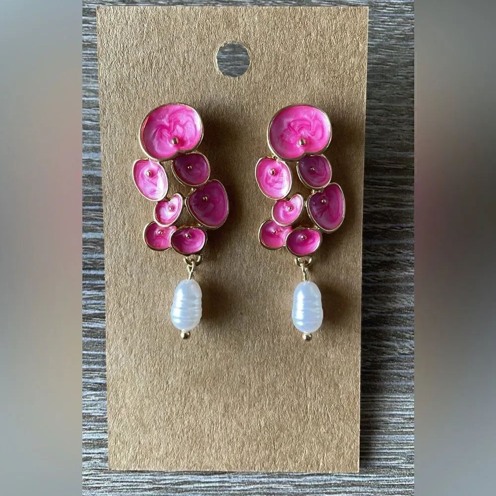Pink statement earrings A302 - Picture 5 of 5
